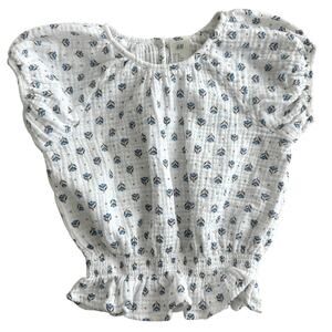 H&M baby girl blue floral short sleeve blouse 18 months